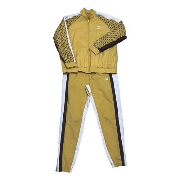 PUMA 2-Piece Tracksuit Activewear Gold Windbreaker Splash Jacket & Pants Mens XL - Picture 1 of 8